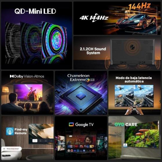 Televisor Metz QLED-MiniLED 55MNE8000Z 55'/ Ultra HD 4K/ Smart TV/ WiFi
