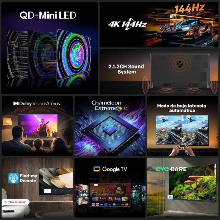 Televisor Metz QLED-MiniLED 55MNE8000Z 55'/ Ultra HD 4K/ Smart TV/ WiFi