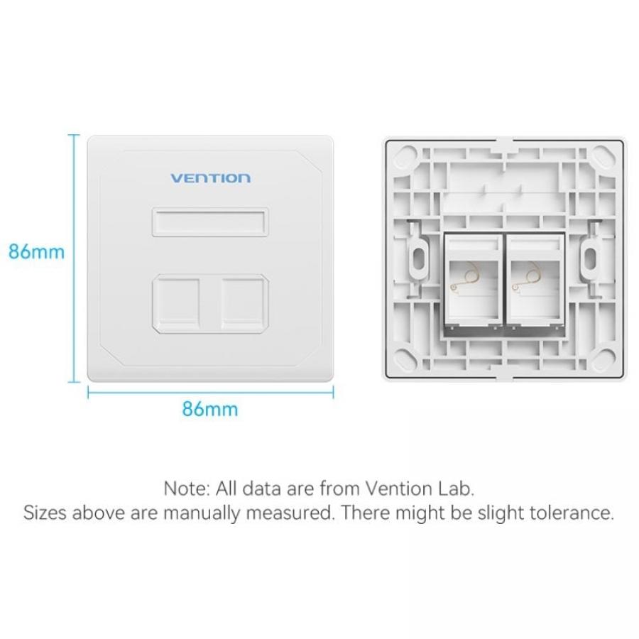 Placa de Pared Keystock Vention IFEW0/ 2 Puertos RJ45