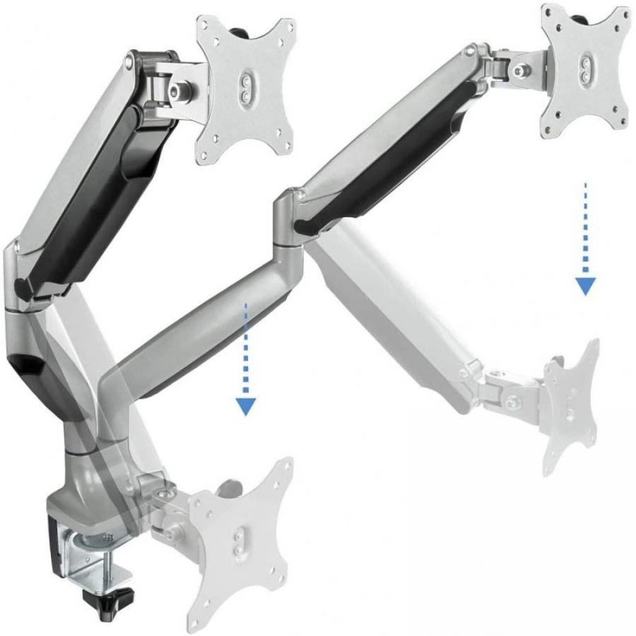 Soporte de Mesa para 2 Monitores TooQ DB3132TNR-S/ Giratorio/ Inclinable/ hasta 9kg