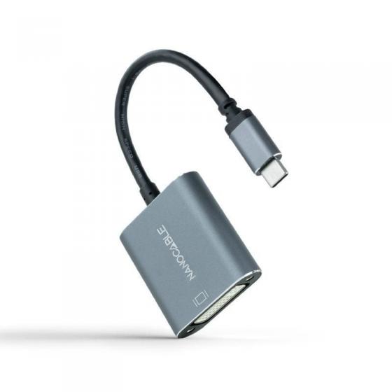 Cable Conversor Nanocable 10.16.4103-G/ USB Tipo-C Macho - DVI-D (24+1) Hembra/ 15cm/ Gris