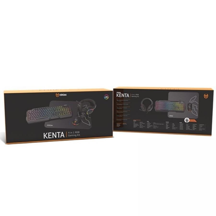 Pack Gaming Krom Kenta/ Teclado RGB + Ratón + Alfombrilla + Auriculares