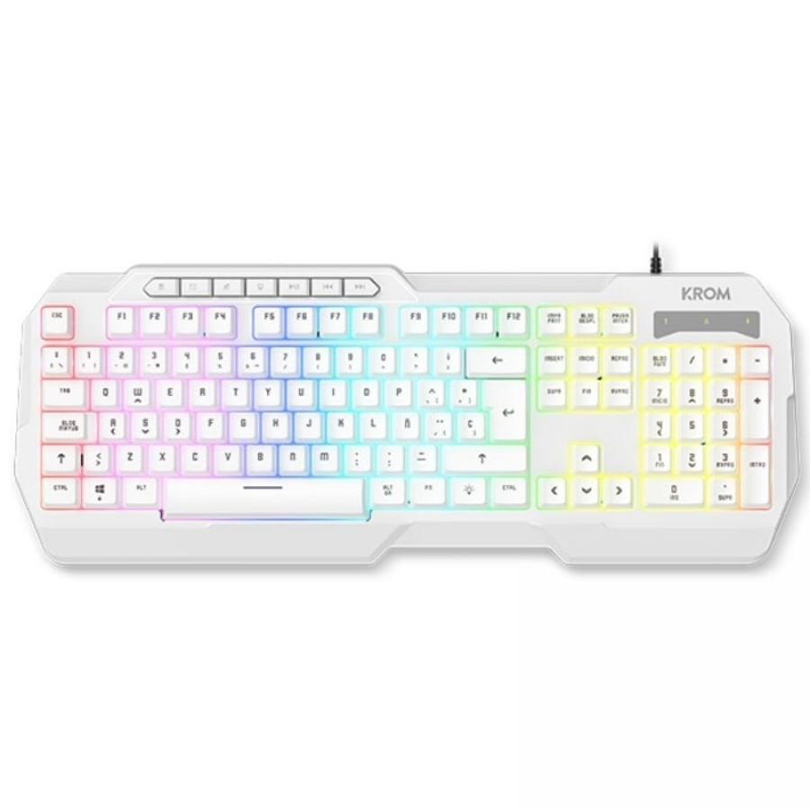 Pack Gaming Krom Kenta/ Teclado RGB + Ratón + Alfombrilla + Auriculares/ Blanco