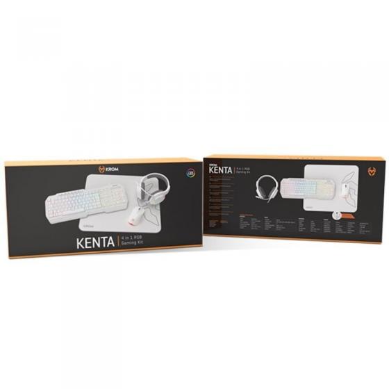 Pack Gaming Krom Kenta/ Teclado RGB + Ratón + Alfombrilla + Auriculares/ Blanco