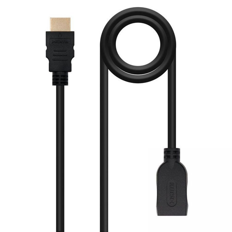 Cable Alargador HDMI Nanocable 10.15.1001/ HDMI Macho - HDMI Hembra/ 1m/ Negro - Imagen 1