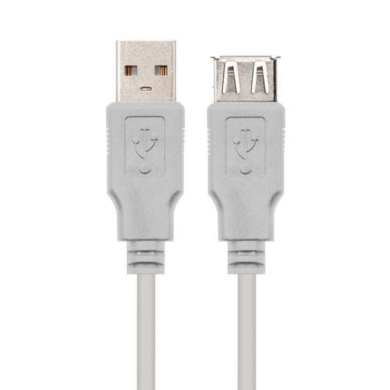 Cable Alargador USB 2.0 Nanocable 10.01.203/ USB Macho - USB Hembra/ 1.8m/ Beige - Imagen 1
