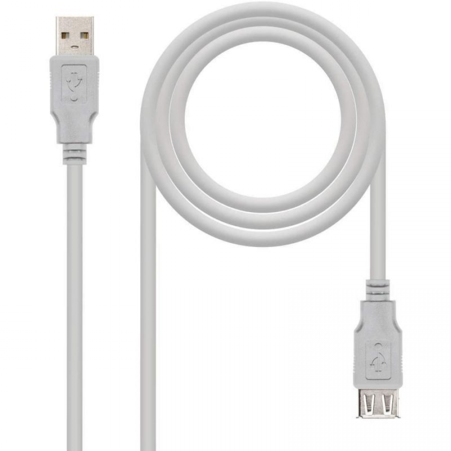Cable Alargador USB 2.0 Nanocable 10.01.0204/ USB Macho - USB Hembra/ 3m/ Beige - Imagen 2