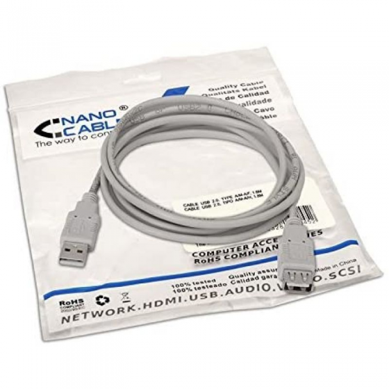 Cable Alargador USB 2.0 Nanocable 10.01.0204/ USB Macho - USB Hembra/ 3m/ Beige - Imagen 5