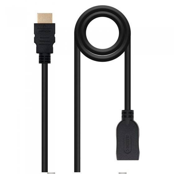 Cable Alargador HDMI Nanocable 10.15.1002/ HDMI Macho - HDMI Hembra/ 2m/ Negro - Imagen 1