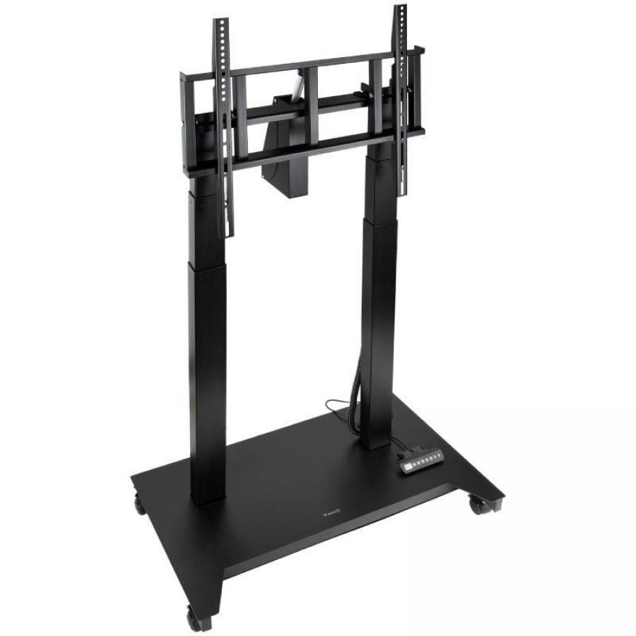 Soporte de Suelo Eléctrico/ Inclinable/ Ajustable con Ruedas TooQ UROS FSM03-B para TV 52-84'/ hasta 100kg
