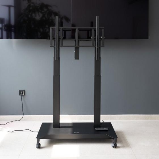 Soporte de Suelo Eléctrico/ Inclinable/ Ajustable con Ruedas TooQ UROS FSM03-B para TV 52-84'/ hasta 100kg
