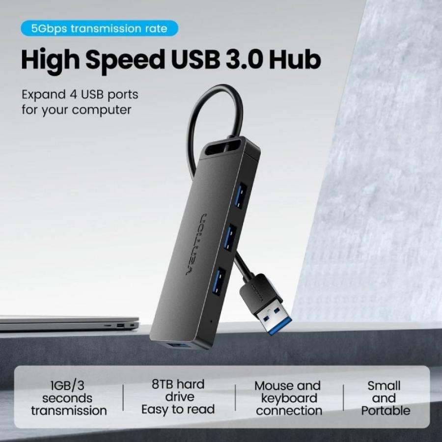 Hub USB 3.0 Vention CHLBF-SCB2/ 4xUSB/ 1xUSB Tipo-C PD