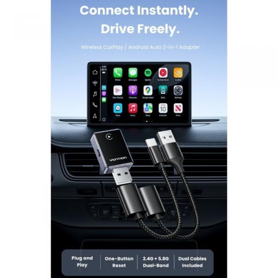 Adaptador CarPlay/Android Auto Inalambrico Vention KDVB0