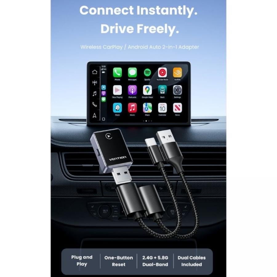 Adaptador CarPlay/Android Auto Inalambrico Vention KDVB0