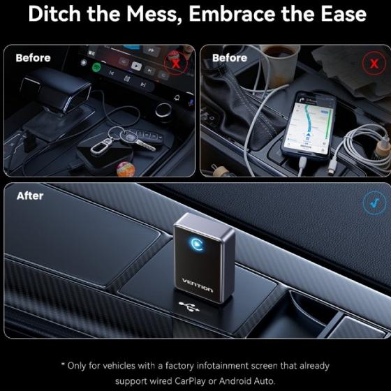 Adaptador CarPlay/Android Auto Inalambrico Vention KDVB0