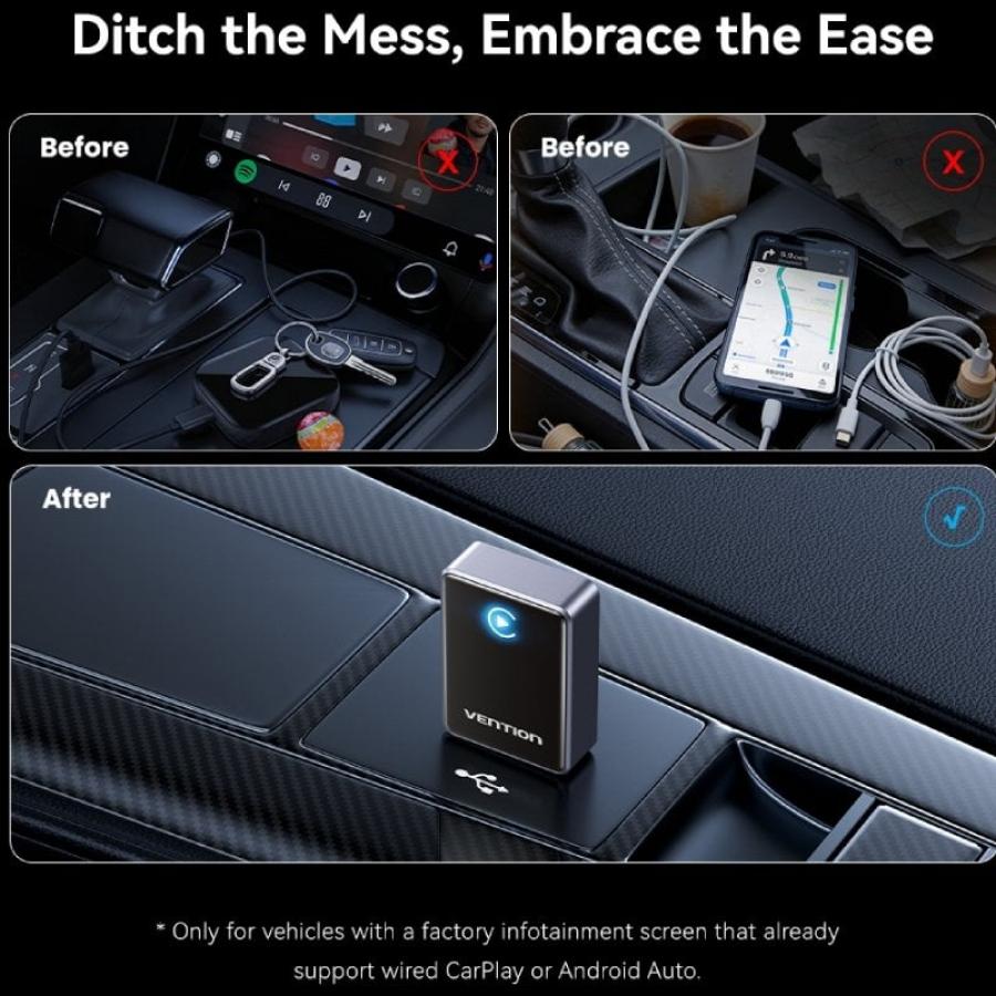 Adaptador CarPlay/Android Auto Inalambrico Vention KDVB0