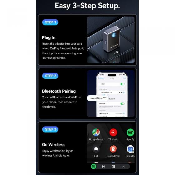 Adaptador CarPlay/Android Auto Inalambrico Vention KDVB0