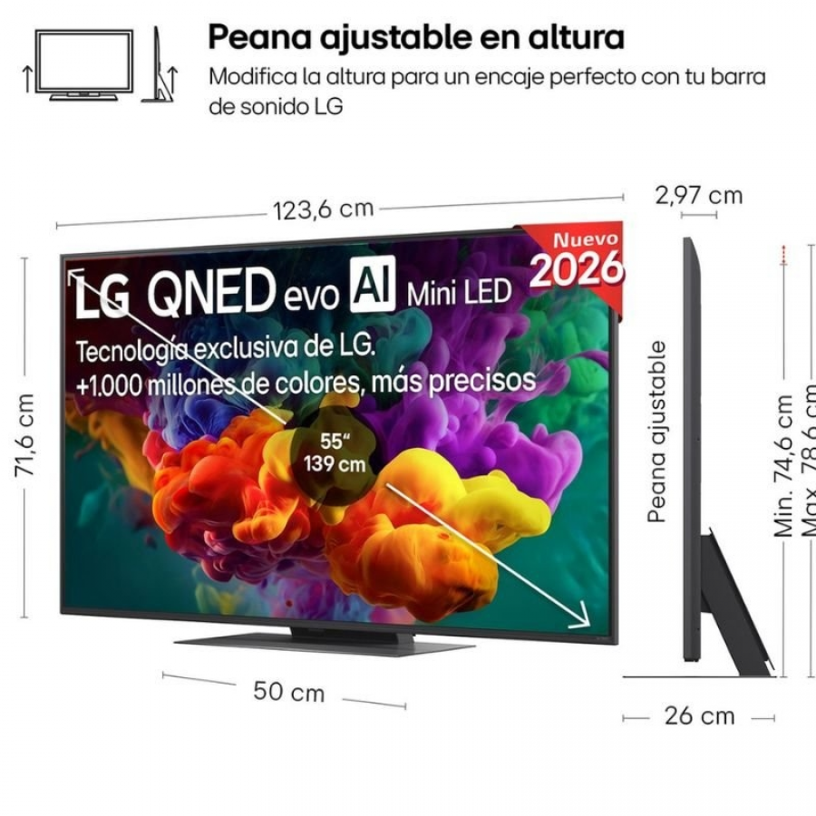 Televisor LG QNED evo AI QNED87 Mini LED 55QNED87B6A 55'/ Ultra HD 4K/ Smart TV/ WiFi
