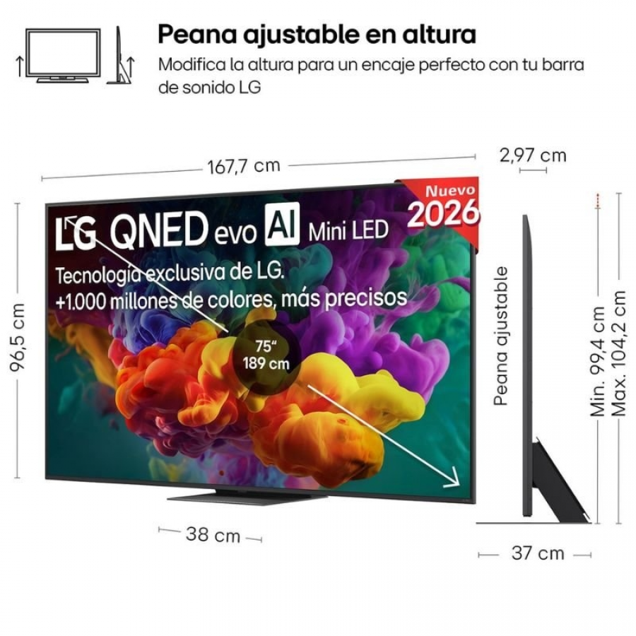 Televisor LG QNED evo AI QNED87 Mini LED 75QNED87B6A 75'/ Ultra HD 4K/ Smart TV/ WiFi