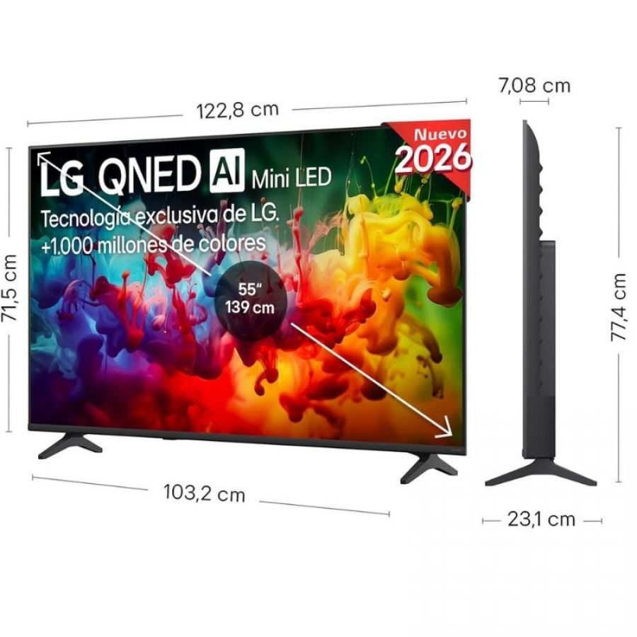 Televisor LG QNED evo AI QNED72 Mini LED 55QNED72B6B 55'/ Ultra HD 4K/ Smart TV/ WiFi