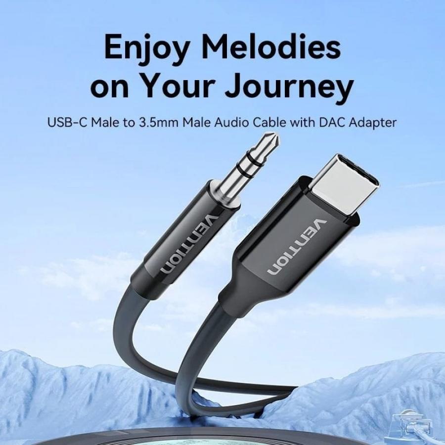 Cable Conversor Audio Vention BIFBF/ USB Tipo-C Macho - Jack 3.5 Macho/ 1m/ Gris