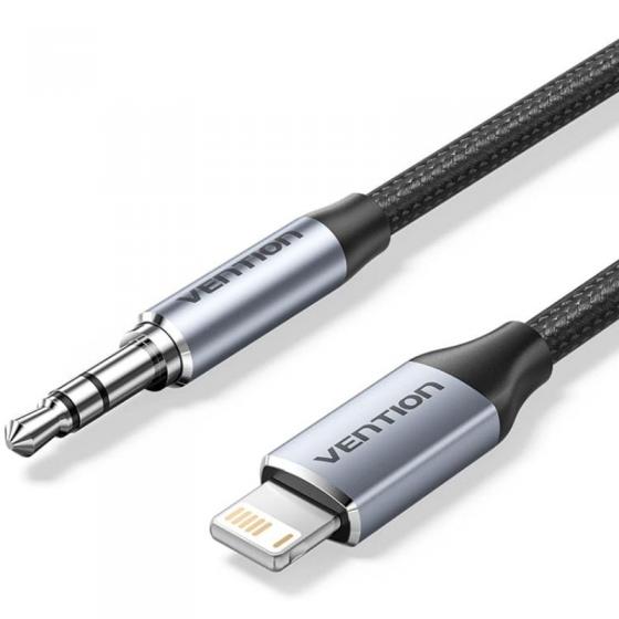 Adaptador Audio Vention BMCHG/ Jack 3.5 Macho - Lightning Macho/ 1.5m/ Gris
