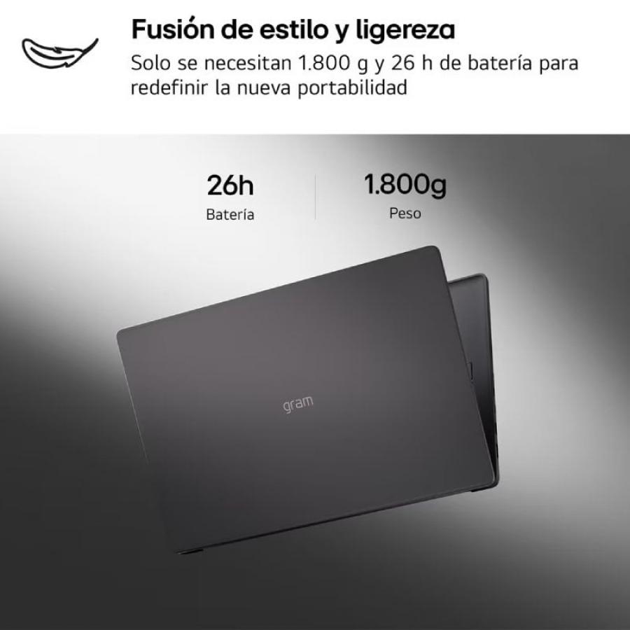 Portátil LG Gram 16UD55U-G.AX55BN Ryzen AI 5 430/ 16GB/ 512GB SSD/ 16'/ Sin Sistema Operativo
