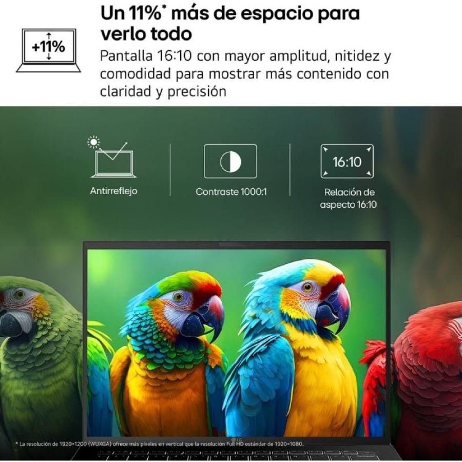 Portátil LG Gram 16UD55U-G.AX55BN Ryzen AI 5 430/ 16GB/ 512GB SSD/ 16'/ Sin Sistema Operativo