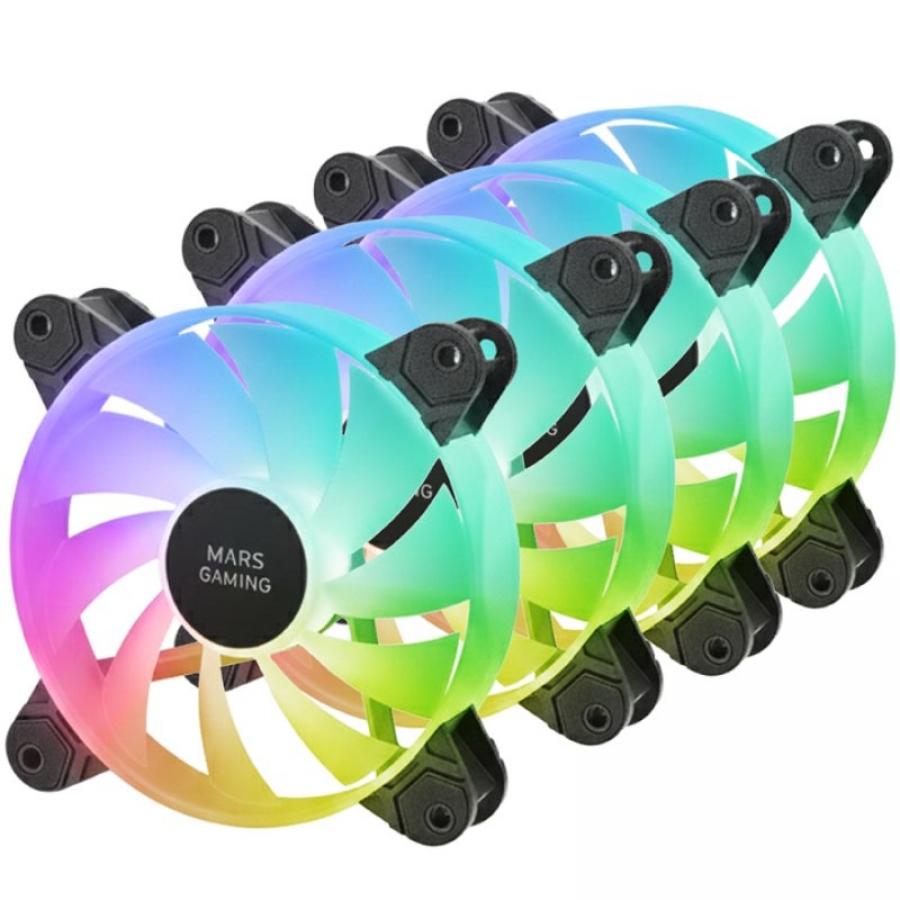 Pack 3 Ventiladores Mars Gaming MF-4A/ 12cm/ ARGB/ Negro