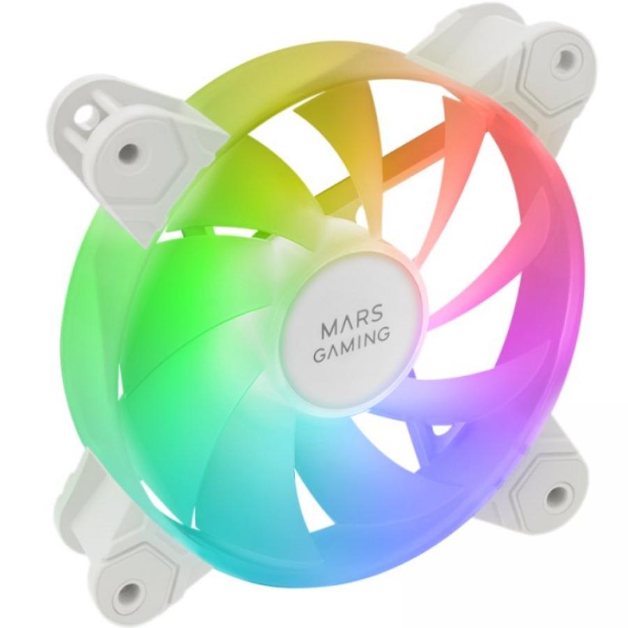 Pack 3 Ventiladores Mars Gaming MF-4A/ 12cm/ ARGB/ Blanco