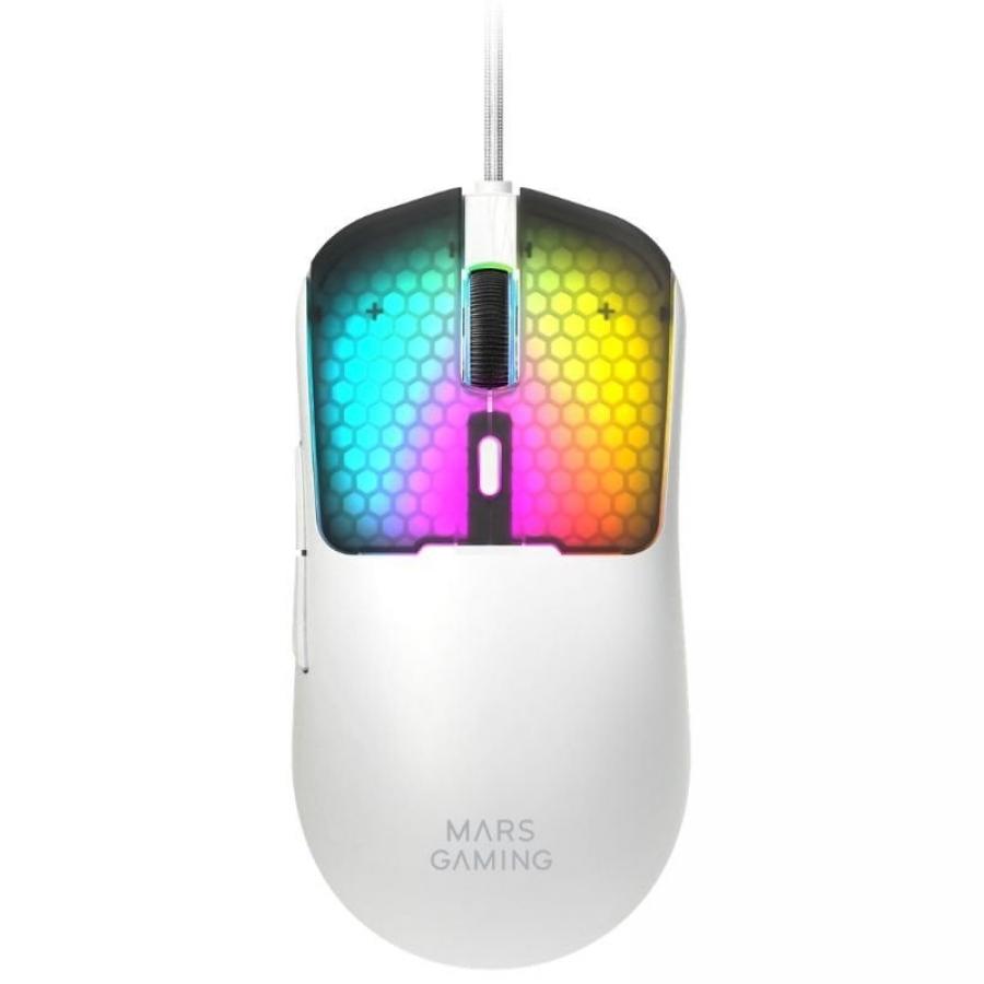Ratón Gaming Mars Gaming MM-Viper/ Hasta 12800 DPI/ Blanco