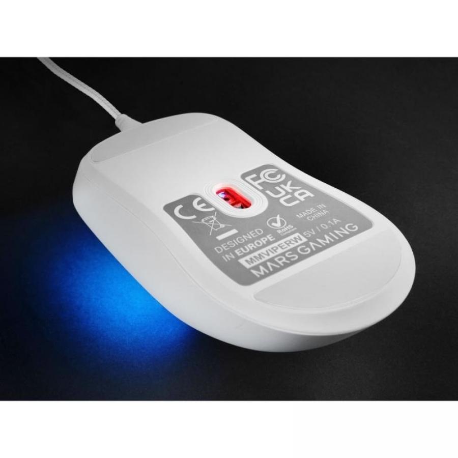 Ratón Gaming Mars Gaming MM-Viper/ Hasta 12800 DPI/ Blanco