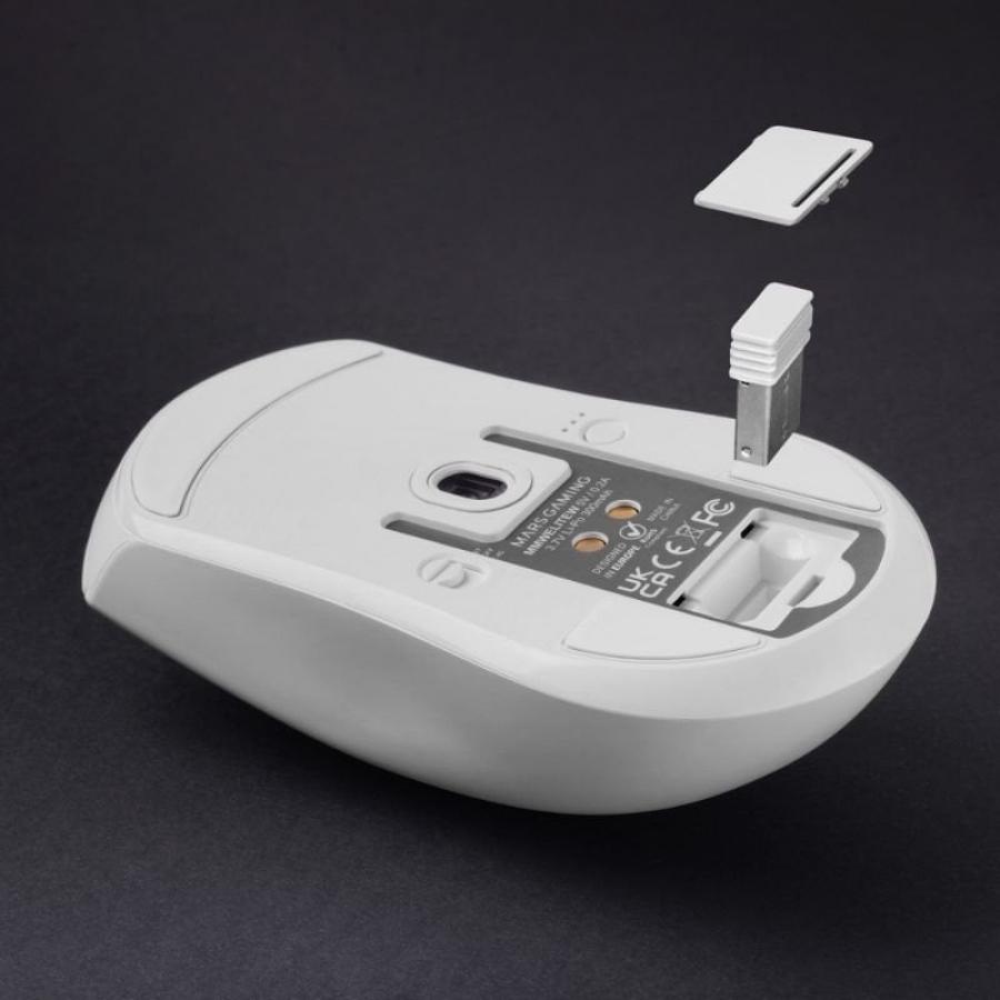 Ratón Gaming Inalámbrico Mars Gaming MMW-Elite/ Batería Recargable/ Hasta 20000 DPI/ Blanco
