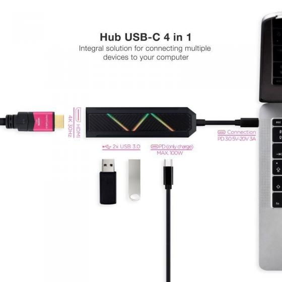 Docking USB Tipo-C Nanocable 10.16.0401/ 2xUSB/ 1xUSB Tipo-C PD/ 1xHDMI 4K