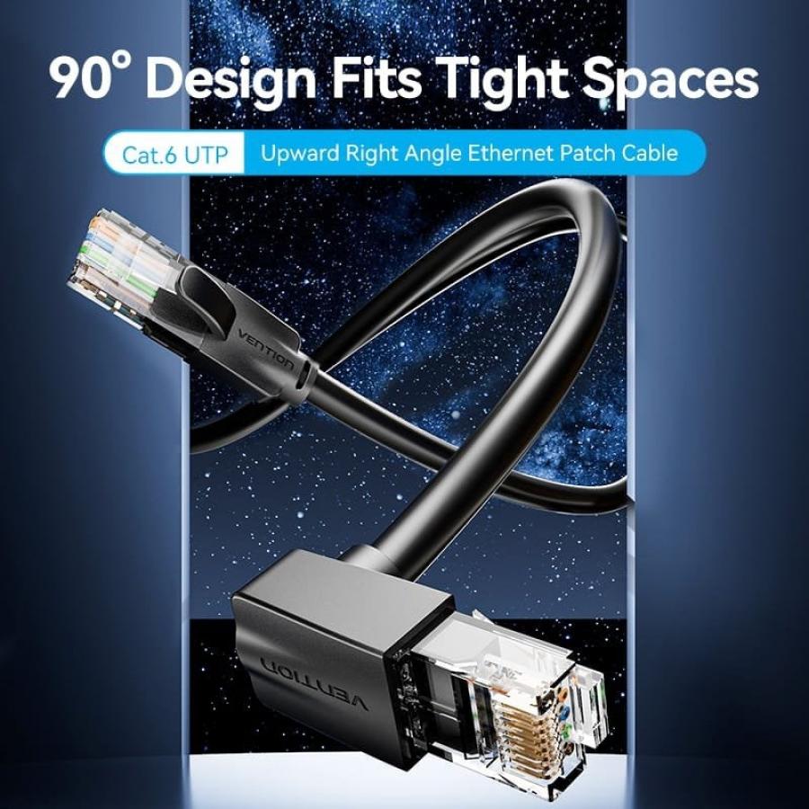 Cable de Red RJ45 UTP Vention IBVBJ Cat.6/ 5m/ Acodado 90º/ Negro