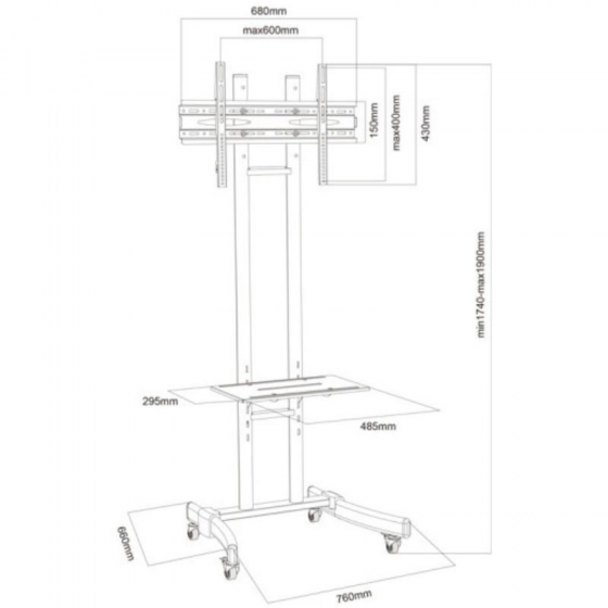 Soporte de Pie con Ruedas Approx appST05 para TV de 30-55'/ hasta 40kg