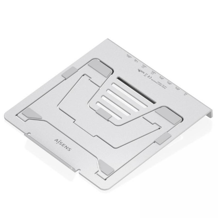 Soporte de Sobremesa - Docking USB Tipo-C Aisens ASUC-7P046-GR/ 2xUSB/ 1xUSB Tipo-C/ 2xHDMI/ 1xRJ45/ 1xUSB Tipo-C PD/ Gris