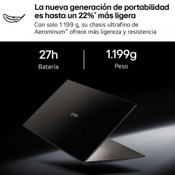 Portátil LG Gram Pro 16ZD90U-G.AX85BN Intel Core Ultra 7-355/ 32GB/ 512GB SSD/ 16'/ Sin Sistema Operativo