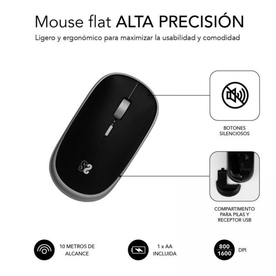Ratón Mini Inalámbrico Subblim Wireless Mini/ Hasta 1600 DPI/ Gris Espacial