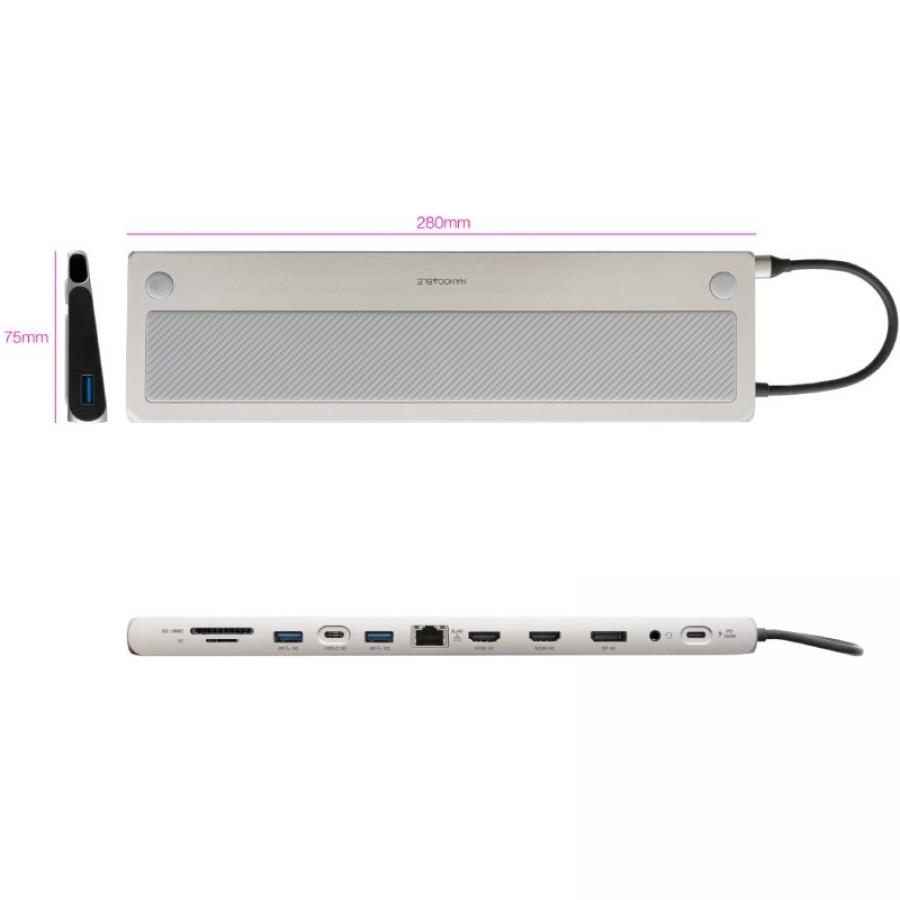 Docking Tipo-C Nanocable 10.16.1012/ 3xUSB/ 1xUSB Tipo-C/ 2xHDMI 4K/ 1xDisplayPort/ 1xRJ45/ 1xLector tarjetas/ 1xJack 3.5/ 1xUSB