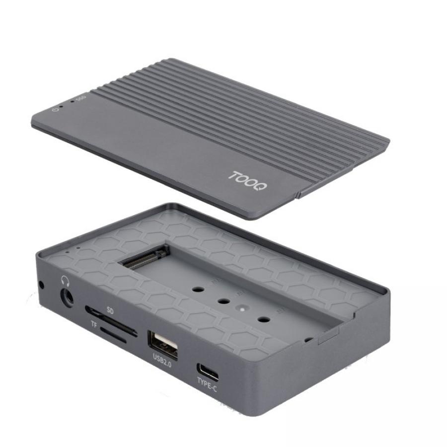 Docking USB Tipo-C TooQ TQE-2242G/ Ranura SSD M.2/ 1xHDMI/ 1xRJ45/ 1xUSB/ 1xUSB Tipo-C/ 1xLector Tarjetas/ 1x Jack 3.5/ 1xUSB Ti