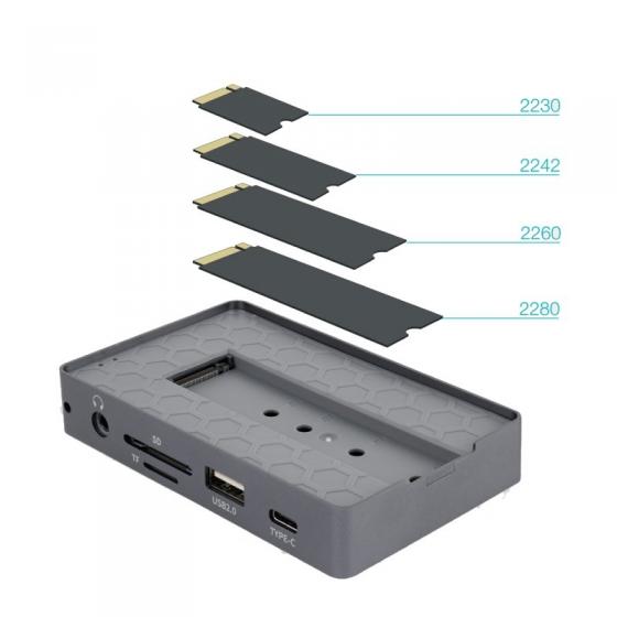 Docking USB Tipo-C TooQ TQE-2242G/ Ranura SSD M.2/ 1xHDMI/ 1xRJ45/ 1xUSB/ 1xUSB Tipo-C/ 1xLector Tarjetas/ 1x Jack 3.5/ 1xUSB Ti