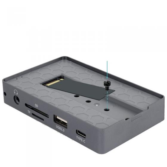 Docking USB Tipo-C TooQ TQE-2242G/ Ranura SSD M.2/ 1xHDMI/ 1xRJ45/ 1xUSB/ 1xUSB Tipo-C/ 1xLector Tarjetas/ 1x Jack 3.5/ 1xUSB Ti