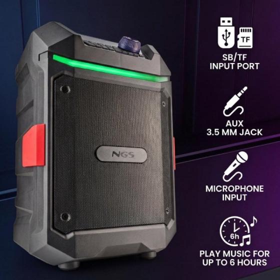 Altavoz Portable con Bluetooth NGS Wild Bash Compact/ 240W