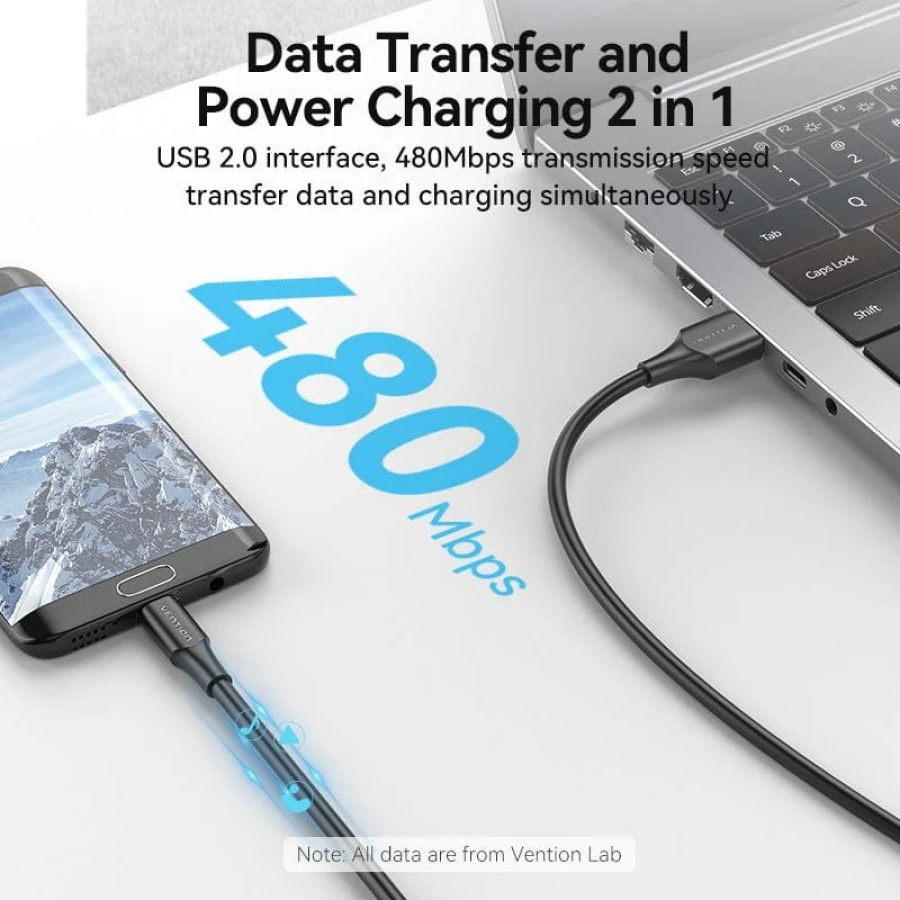 Cable USB 2.0 Vention CTIWG/ USB Macho - MicroUSB Macho/ Hasta 60W/ 480Mbps/ 1.5m/ Blanco