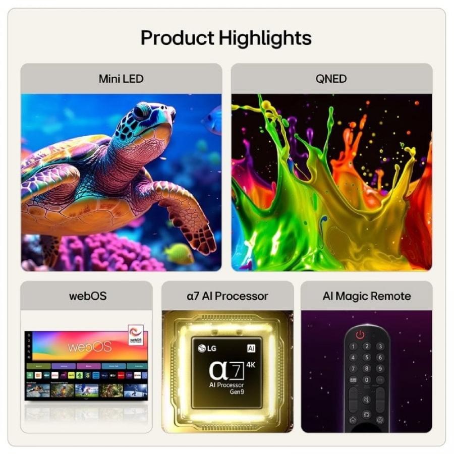 Televisor LG QNED MiniLED AI QNED72 75QNED72B6A 75'/ Ultra HD 4K/ Smart TV/ WiFi