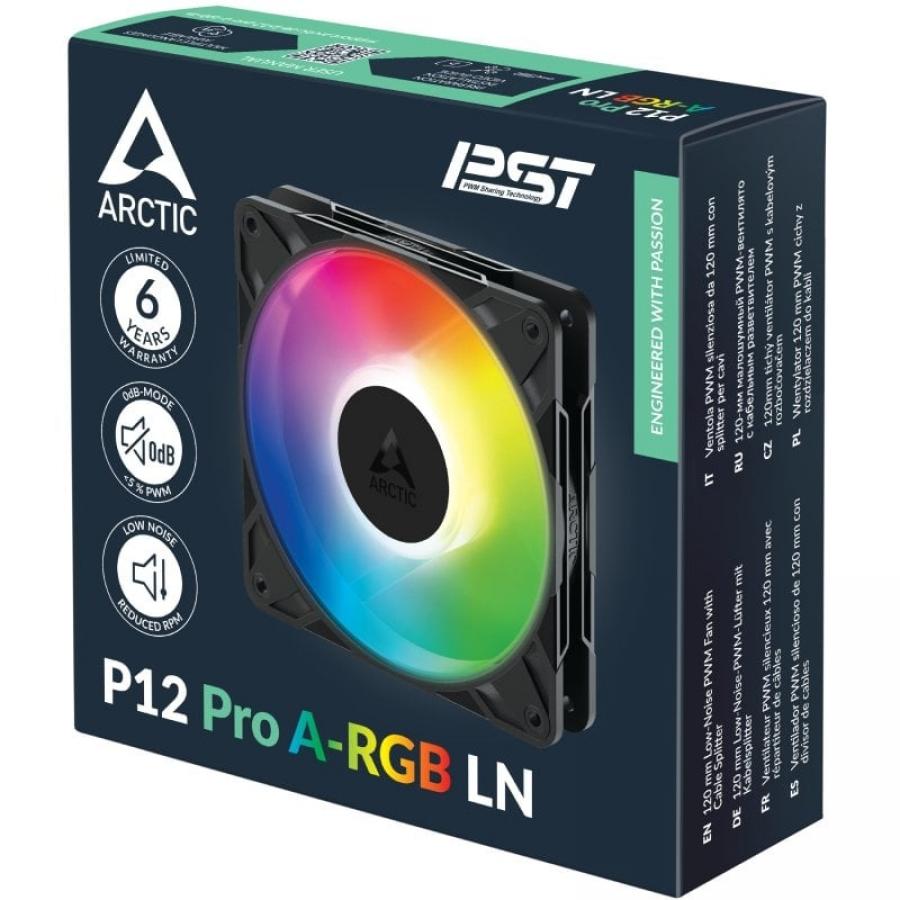 Ventilador Arctic P12 Pro A-RGB LN/ 12cm/ Negro