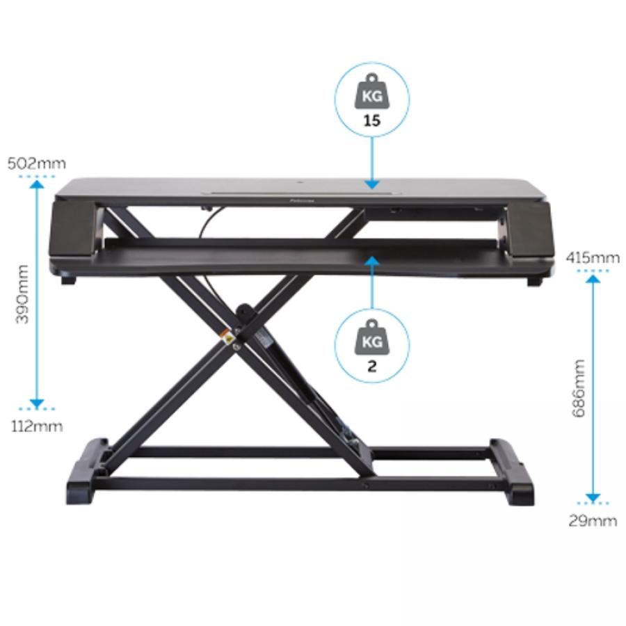 Soporte de Sobremesa Elevable Fellowes Sit-Stand Lotus Corsivo/ hasta 15kg/ Negro