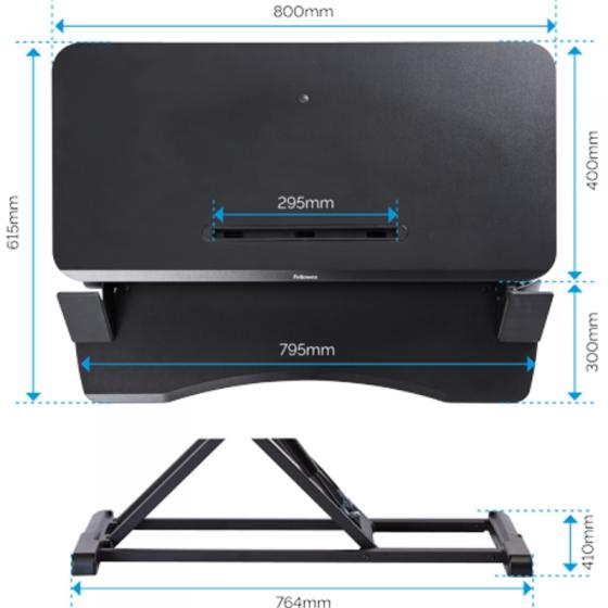 Soporte de Sobremesa Elevable Fellowes Sit-Stand Lotus Corsivo/ hasta 15kg/ Negro