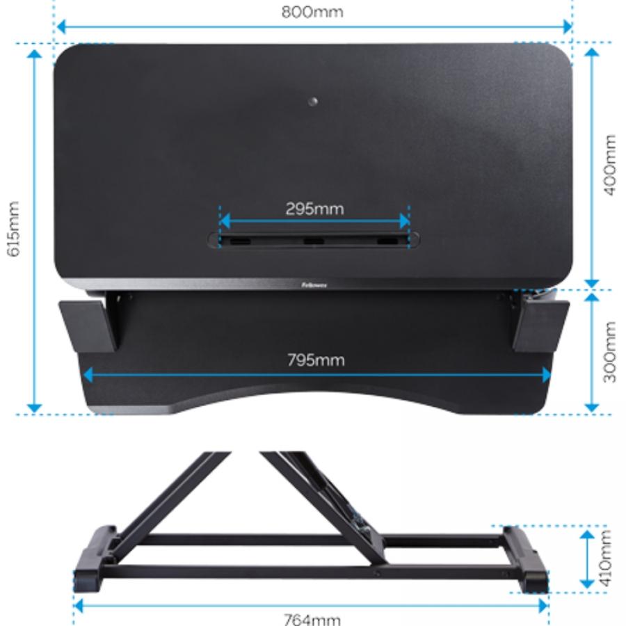 Soporte de Sobremesa Elevable Fellowes Sit-Stand Lotus Corsivo/ hasta 15kg/ Negro